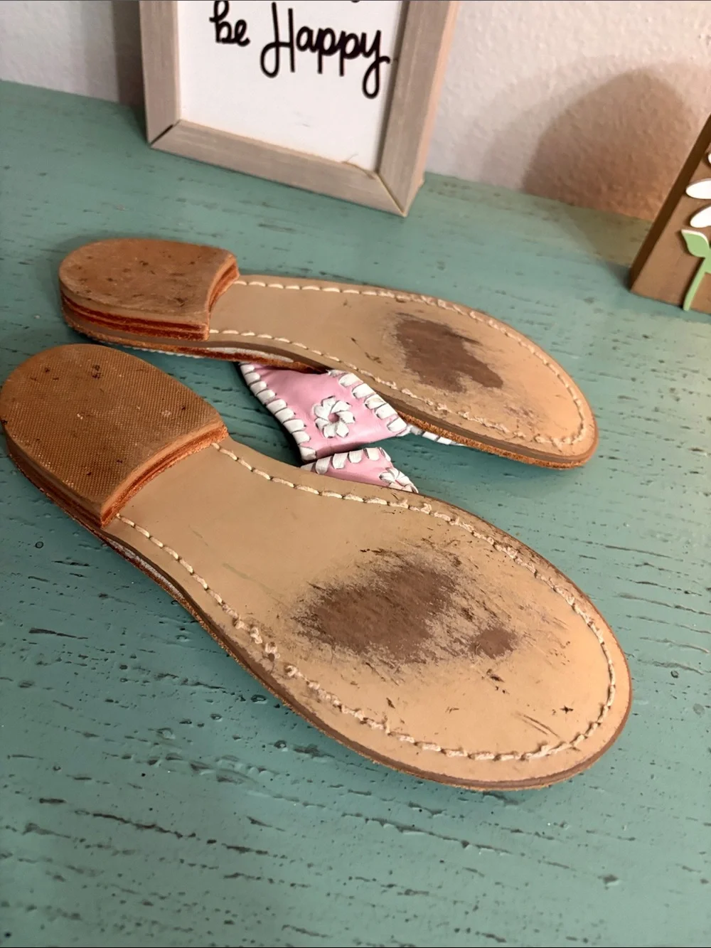 Jack Rogers Pink Floral Thong Sandals with Tan Footbed
